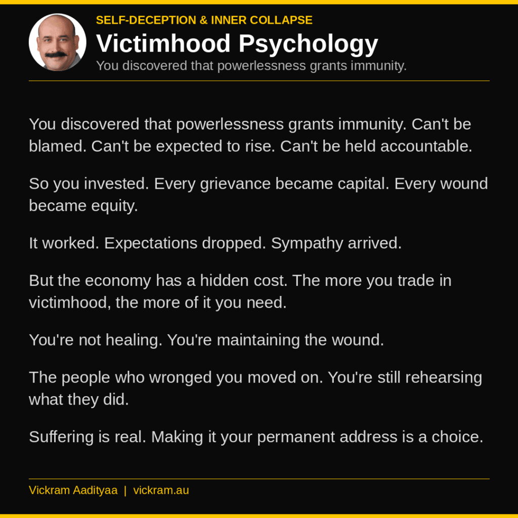 Victimhood Psychology - The Dissection post by Vickram Aadityaa