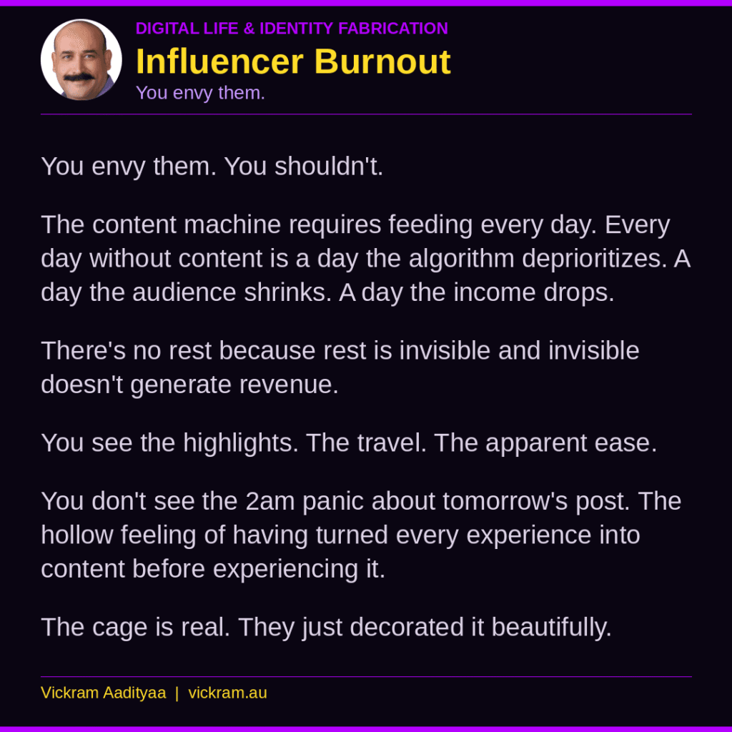 Influencer Burnout - The Dissection post by Vickram Aadityaa