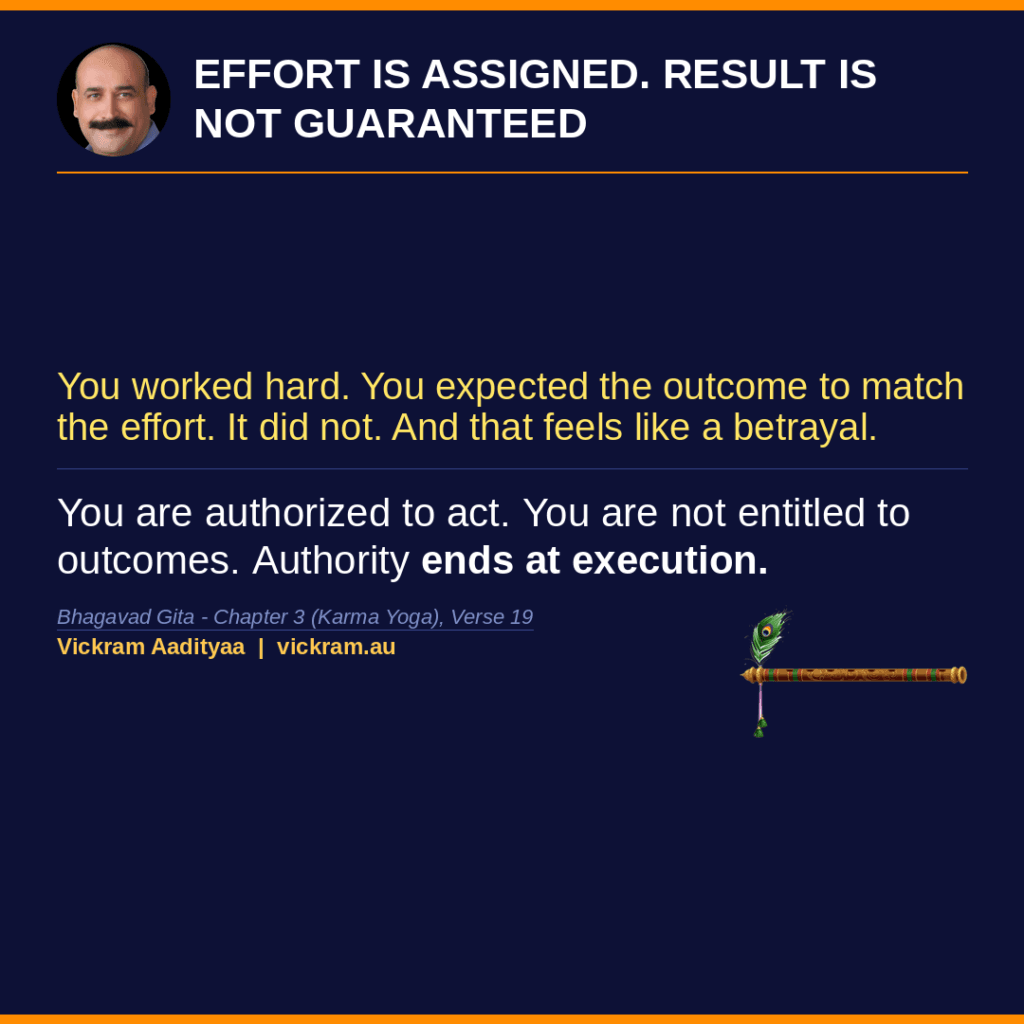 Effort Is Assigned. Result Is Not Guaranteed - Gita Dissected post by Vickram Aadityaa