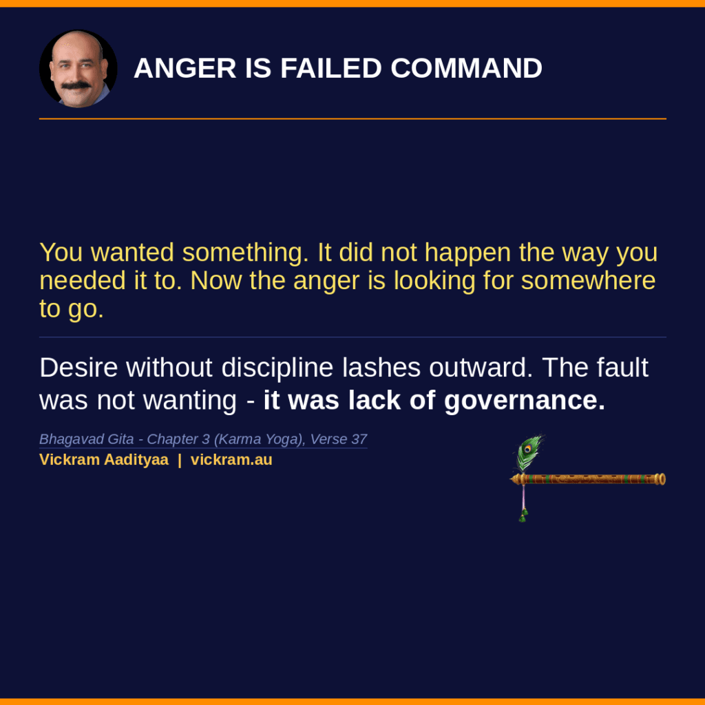 Anger Is Failed Command - Gita Dissected post by Vickram Aadityaa