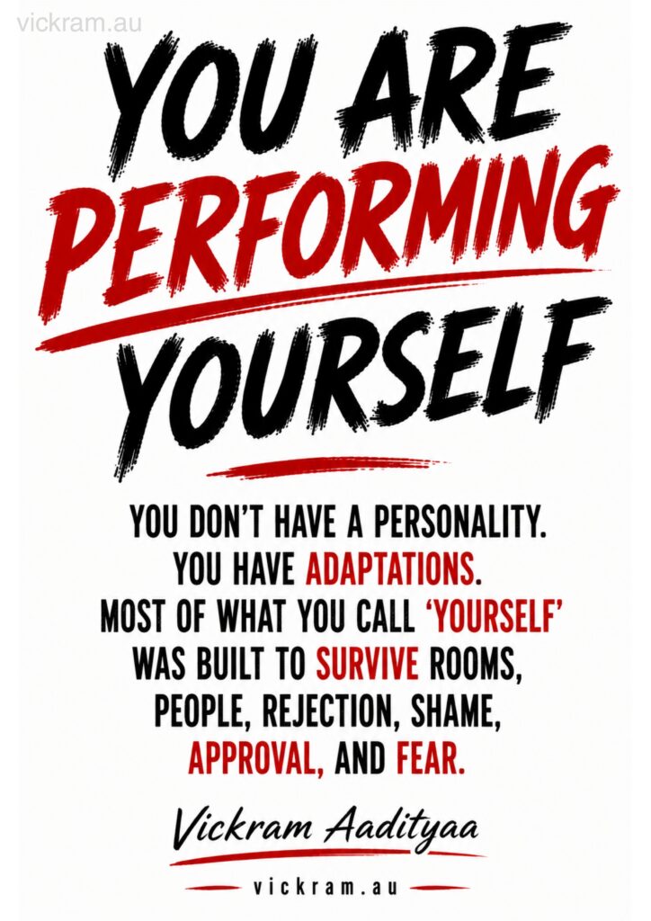 The Dismantling Project poster on identity performance by Vickram Aadityaa.