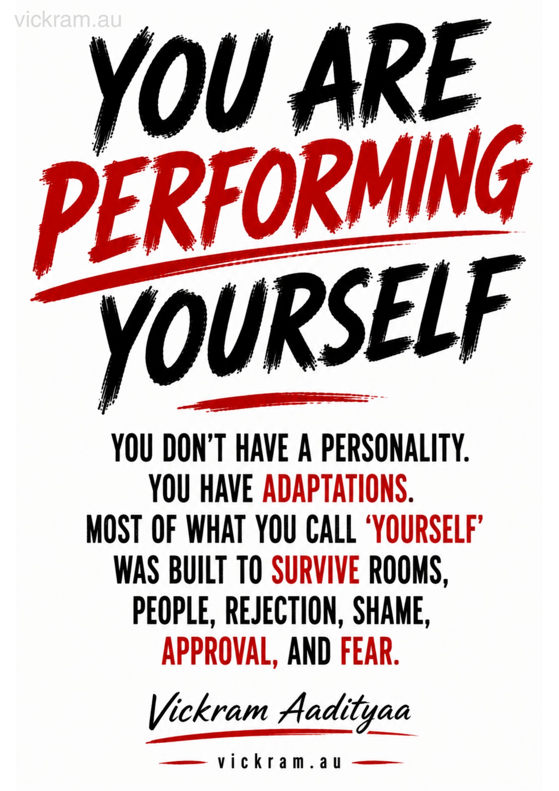 The Dismantling Project poster on identity performance by Vickram Aadityaa.