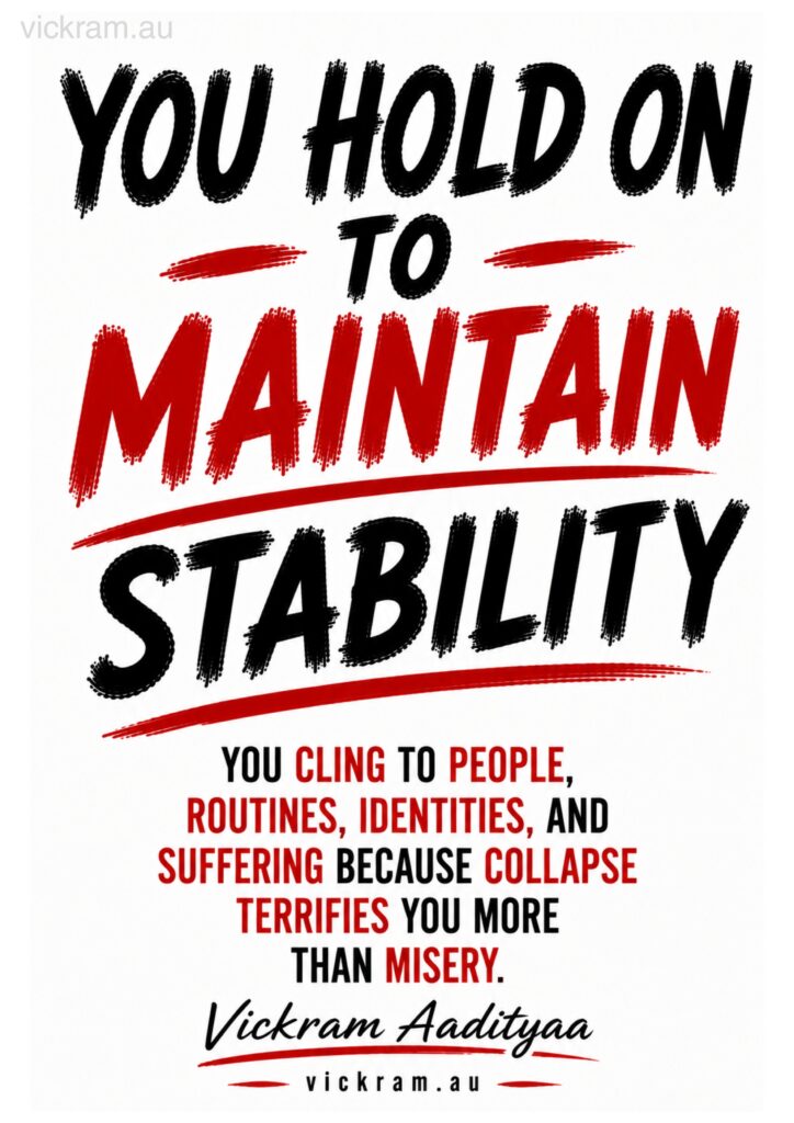 The Dismantling Project poster on holding on and stability by Vickram Aadityaa.