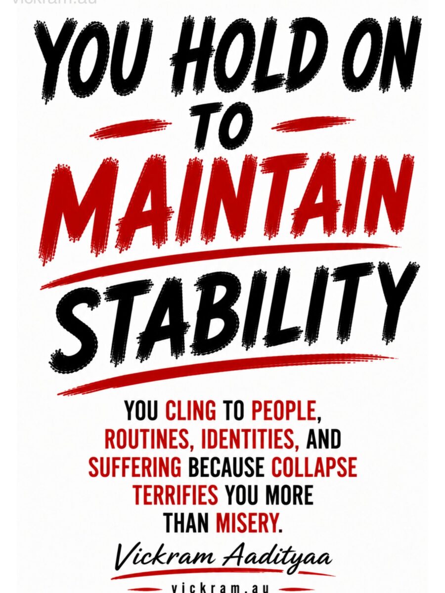 The Dismantling Project poster on holding on and stability by Vickram Aadityaa.