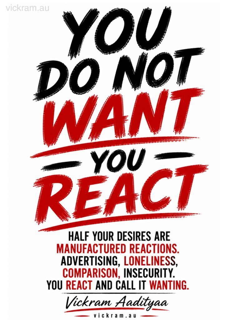 The Dismantling Project poster on desire and reaction by Vickram Aadityaa.